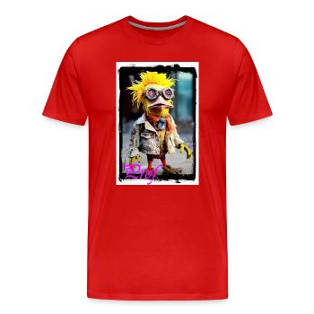 Poupée oiseau inhabituelle de style punk - T-shirt bio Premium Homme - rouge - Devant - Damien (186cm)