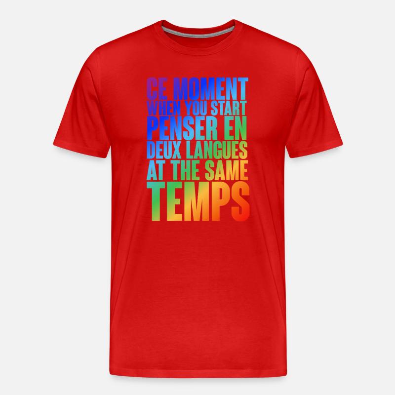 Mehrsprachiges Denk-Motiv in Farbverlauf - Männer Premium Bio T-Shirt - Rot