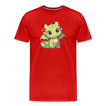 Drachen Drache - Männer Premium Bio T-Shirt - Rot - Vorne - Damien (186cm)
