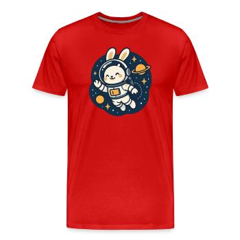 Lapin de l'espace avec motif de planète - T-shirt bio Premium Homme - rouge - Devant - Damien (186cm)