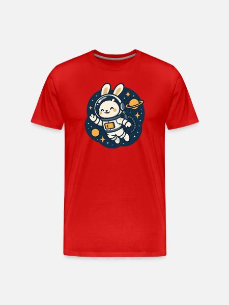 Space bunny with planet motif - Men's Premium Organic T-Shirt - red