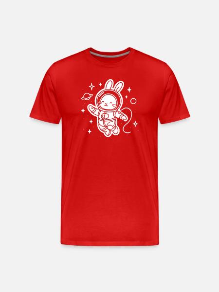 Space bunny in astronaut suit - Men's Premium Organic T-Shirt - red