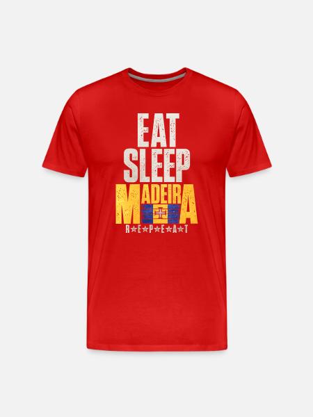Drapeau de Madère Eat Sleep - T-shirt bio Premium Homme - rouge