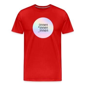 *innen_innen - T-shirt bio Premium Homme - rouge - Devant - Damien (186cm)