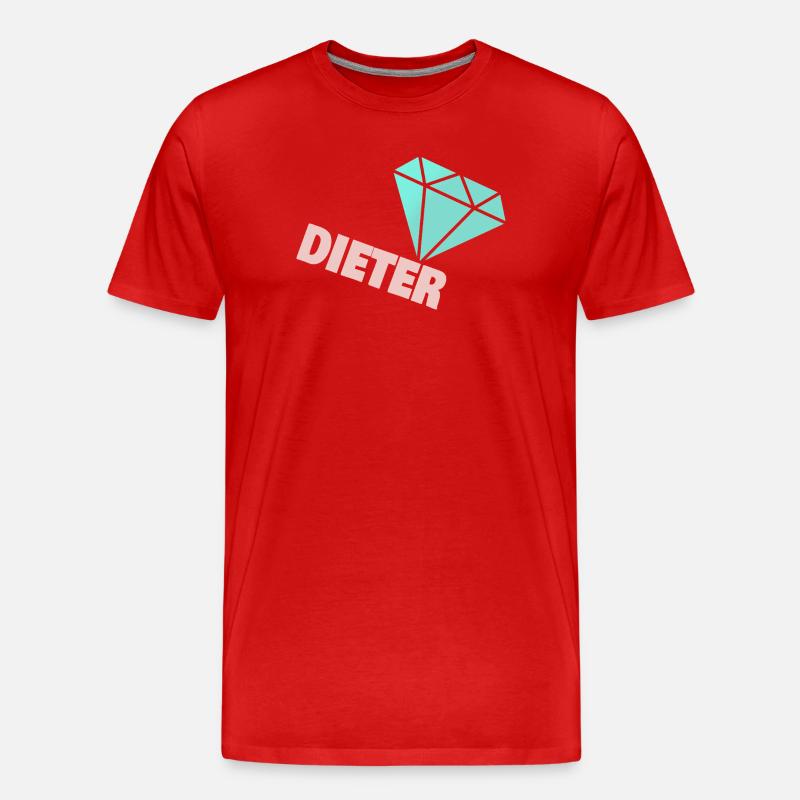 Funkelnder Diamant mit Dieter - Männer Premium Bio T-Shirt - Rot