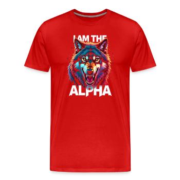 Je suis le loup alpha - T-shirt bio Premium Homme - rouge - Devant - Damien (186cm)