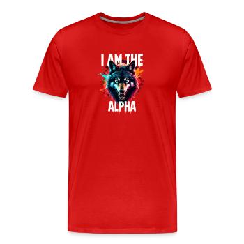 Je suis le loup alpha - T-shirt bio Premium Homme - rouge - Devant - Damien (186cm)