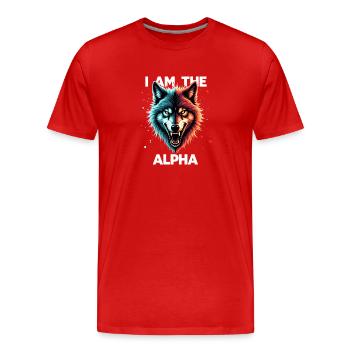 Je suis le loup alpha - T-shirt bio Premium Homme - rouge - Devant - Damien (186cm)