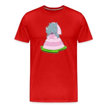 Nashorn Braut Schleier Hochzeit - Männer Premium Bio T-Shirt - Rot - Vorne - Damien (186cm)