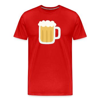 Schaumiger Bierkrug Illustration - Männer Premium Bio T-Shirt - Rot - Vorne - Damien (186cm)