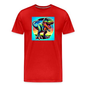 Dinosaurier - Männer Premium Bio T-Shirt - Rot - Vorne - Damien (186cm)