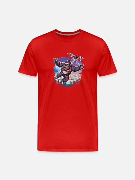 Gorilla Drone Kids Funny - Men's Premium Organic T-Shirt - red