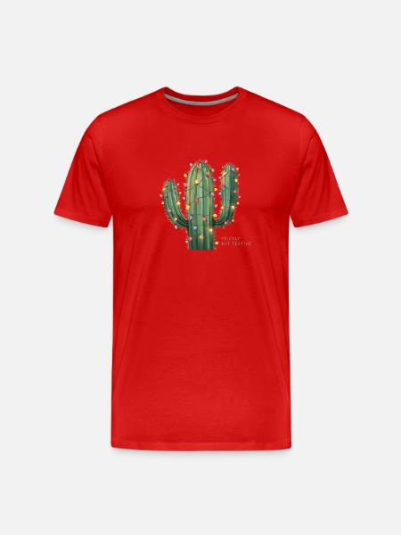 Weihnachtskaktus – Prickly but Festive - Männer Premium Bio T-Shirt - Rot