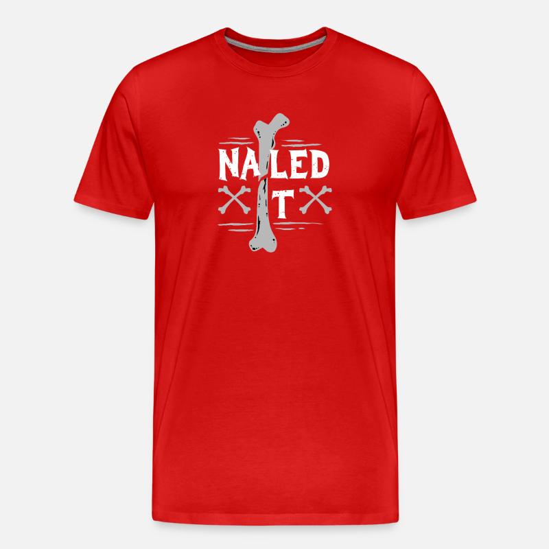 Beinbruch Gebrochener Oberschenkel - Männer Premium Bio T-Shirt - Rot