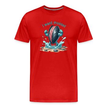 Ich möchte Muscheln - Männer Premium Bio T-Shirt - Rot - Vorne - Damien (186cm)