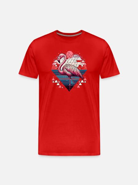 Geometric Flamingo Nature Illustration - Men's Premium Organic T-Shirt - red