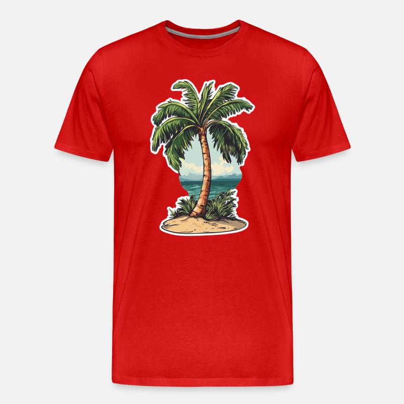 Palme - Männer Premium Bio T-Shirt - Rot