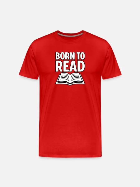 Book Lover Motif Black White - Men's Premium Organic T-Shirt - red