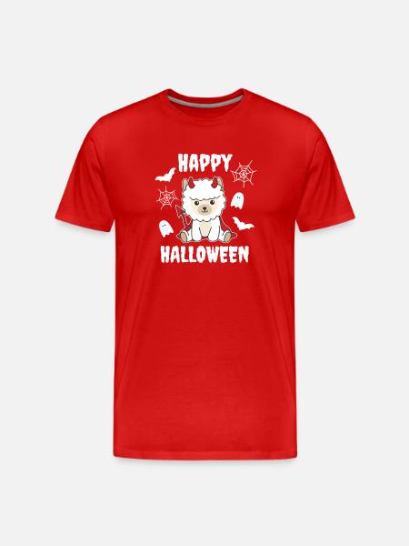 Alpaca Happy Halloween Devil Costume - Men's Premium Organic T-Shirt - red