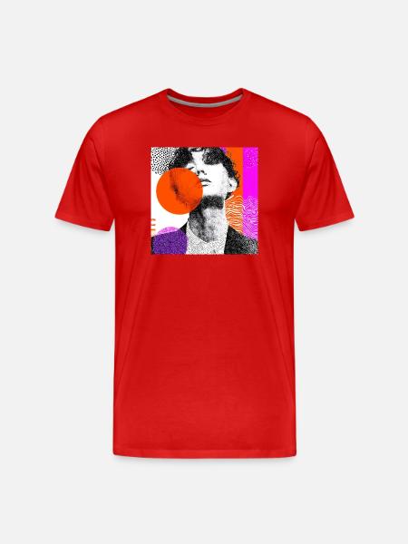 Wraparound Abstract Pop Art Portrait - Men's Premium Organic T-Shirt - red