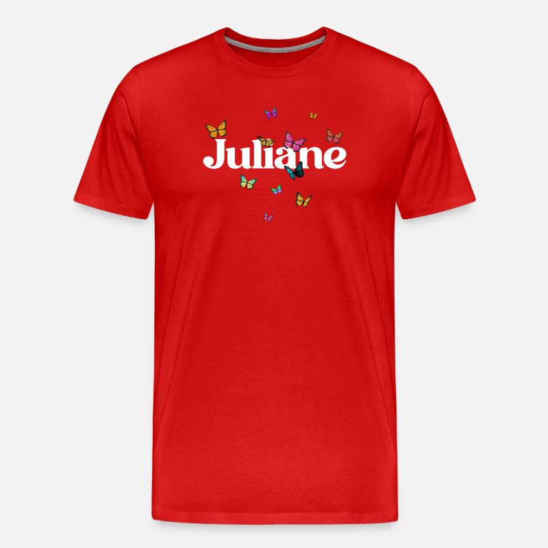 Schöner Mädchenname mit Schmetterlingen JULIANE - Männer Premium Bio T-Shirt - Rot