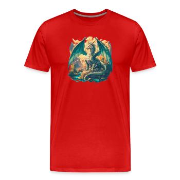 Drachen Drache - Männer Premium Bio T-Shirt - Rot - Vorne - Damien (186cm)