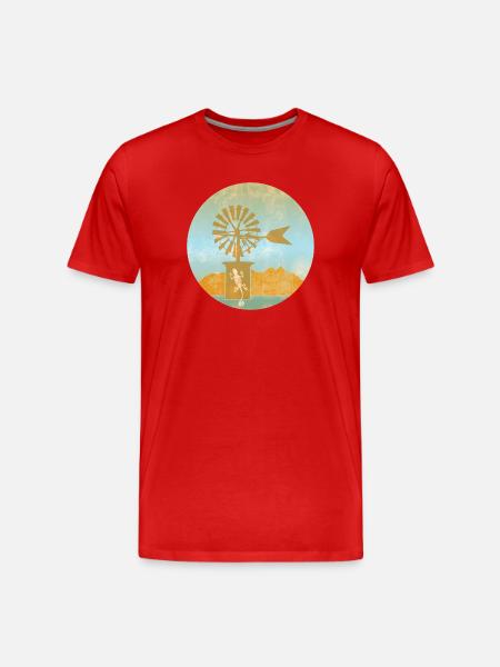 Windmill with Gecko Illustration Mallorca - Men's Premium Organic T-Shirt - red