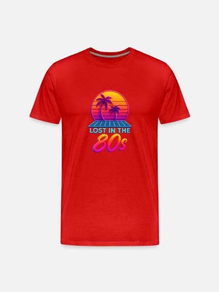 Neon 80s Retro Sunset - Men's Premium Organic T-Shirt - red
