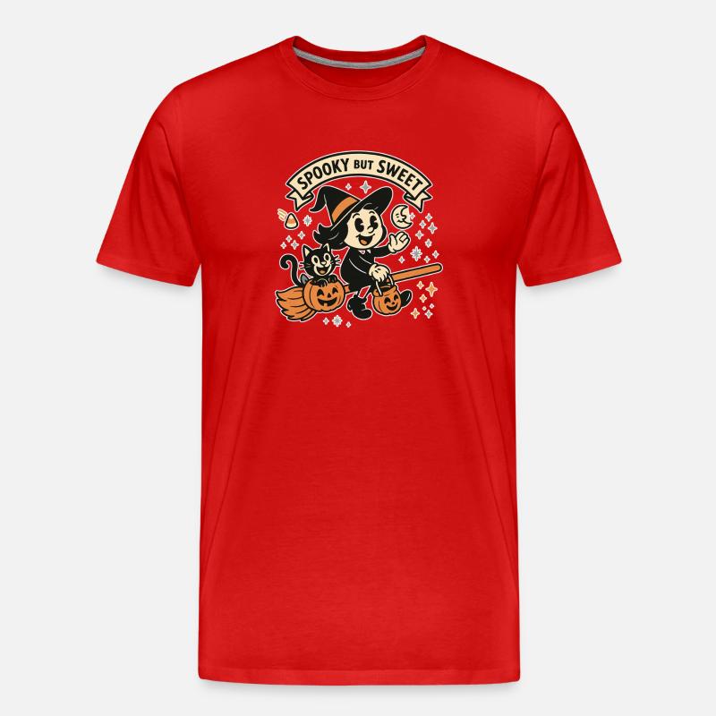 Süßer Hexe mit Kürbissen - Männer Premium Bio T-Shirt - Rot