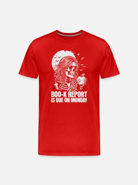 Funny Teacher Skeleton Halloween Classroom - Men's Premium Organic T-Shirt - red