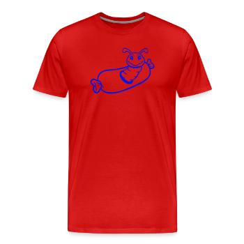 trou de chenille saucisse saucisses grill faim manger - T-shirt bio Premium Homme - rouge - Devant - Damien (186cm)