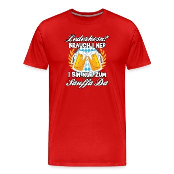 Bavaria Volksfest Lederhosen Saufen - Men's Premium Organic T-Shirt - red - Front - Damien (186cm)