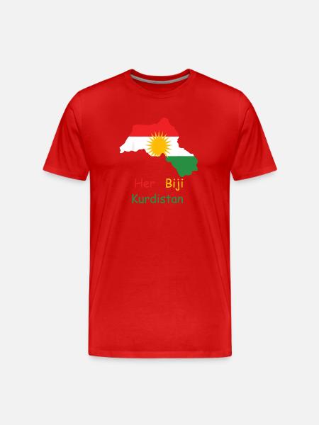 Kurdistan flag with Kurdish sun - Men's Premium Organic T-Shirt - red