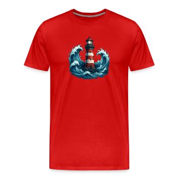 Leuchtturm - Männer Premium Bio T-Shirt - Rot - Vorne - Damien (186cm)
