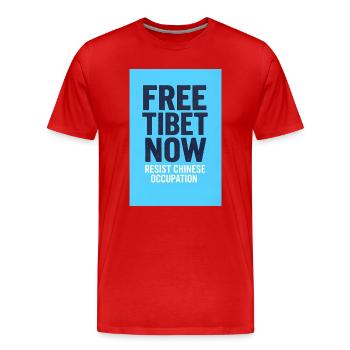 FREE TIBET NOW! Widerstand gegen die chinesische Besatzung - Männer Premium Bio T-Shirt - Rot - Vorne - Damien (186cm)