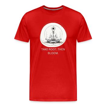 Blumen-Meditiation mit Wurzelverbindung - Männer Premium Bio T-Shirt - Rot - Vorne - Damien (186cm)