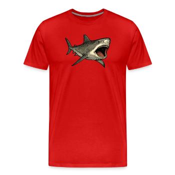 Tiger Shark Mouth Open Shark Design - Men's Premium Organic T-Shirt - red - Front - Damien (186cm)