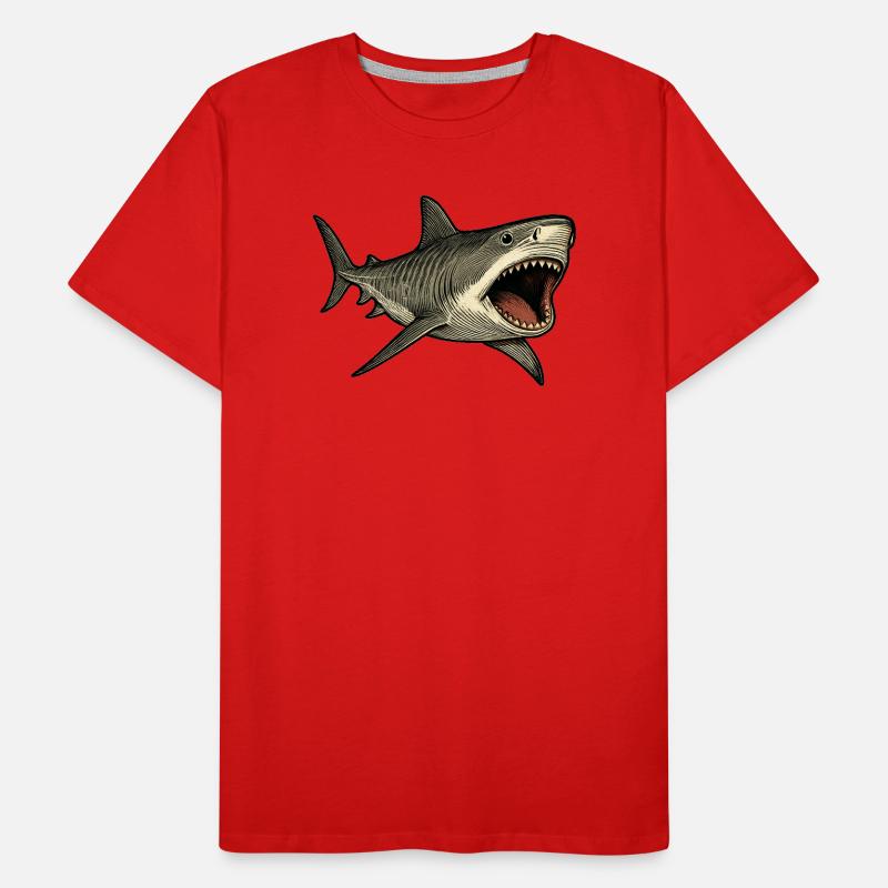 Requin tigre avec gueule ouverte T-shirt bio Premium Homme