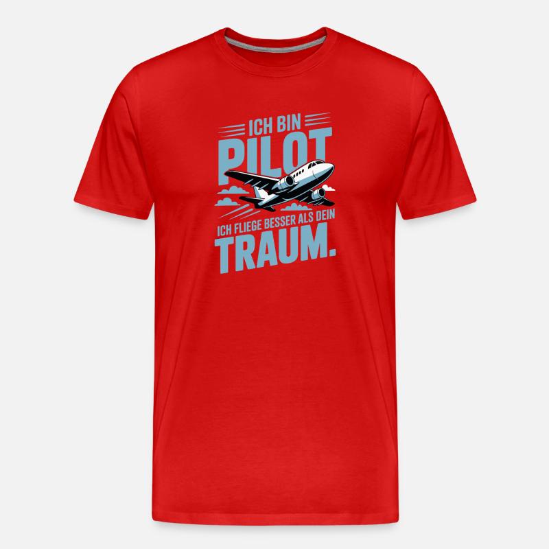 Pilot Geschenkidee - Männer Premium Bio T-Shirt - Rot