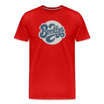 Typographie vintage Brooklyn - T-shirt bio Premium Homme - rouge - Devant - Damien (186cm)