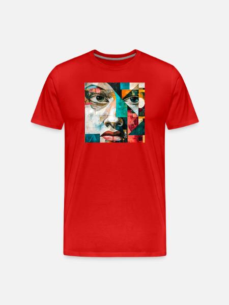 Childish Abstract Urban Portrait - Men's Premium Organic T-Shirt - red