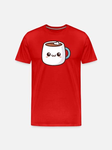 Kawaii-Heiße-Schokoladen-Tasse - Männer Premium Bio T-Shirt - Rot