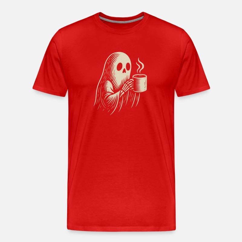 Skelett mit Kaffee Genussgestaltung - Männer Premium Bio T-Shirt - Rot