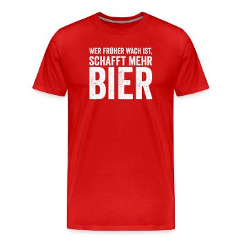 Proverbe sur la bière en police vintage blanche - T-shirt bio Premium Homme - rouge - Devant - Damien (186cm)