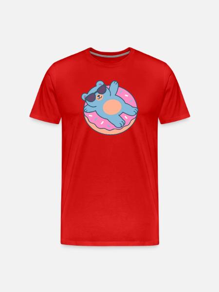 Blue Teddy Bear with Sunglasses - Men's Premium Organic T-Shirt - red