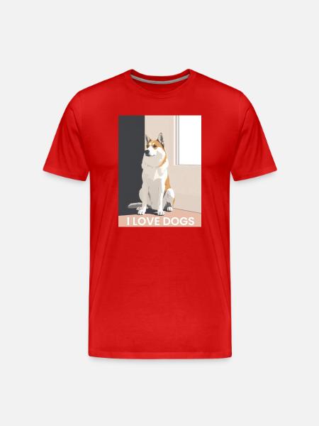 Cute dog illustration with text - Men's Premium Organic T-Shirt - red