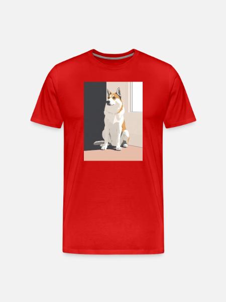 Hübscher Husky im Schatten - Männer Premium Bio T-Shirt - Rot