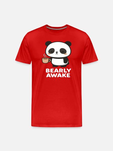 Panda - Bearly awake - Men's Premium Organic T-Shirt - red