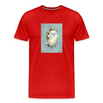 Adorable ghost coming out of the wall - Men's Premium Organic T-Shirt - red - Front - Damien (186cm)