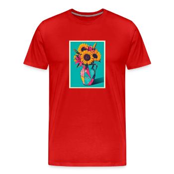 Vase à fleurs Pop Art - T-shirt bio Premium Homme - rouge - Devant - Damien (186cm)